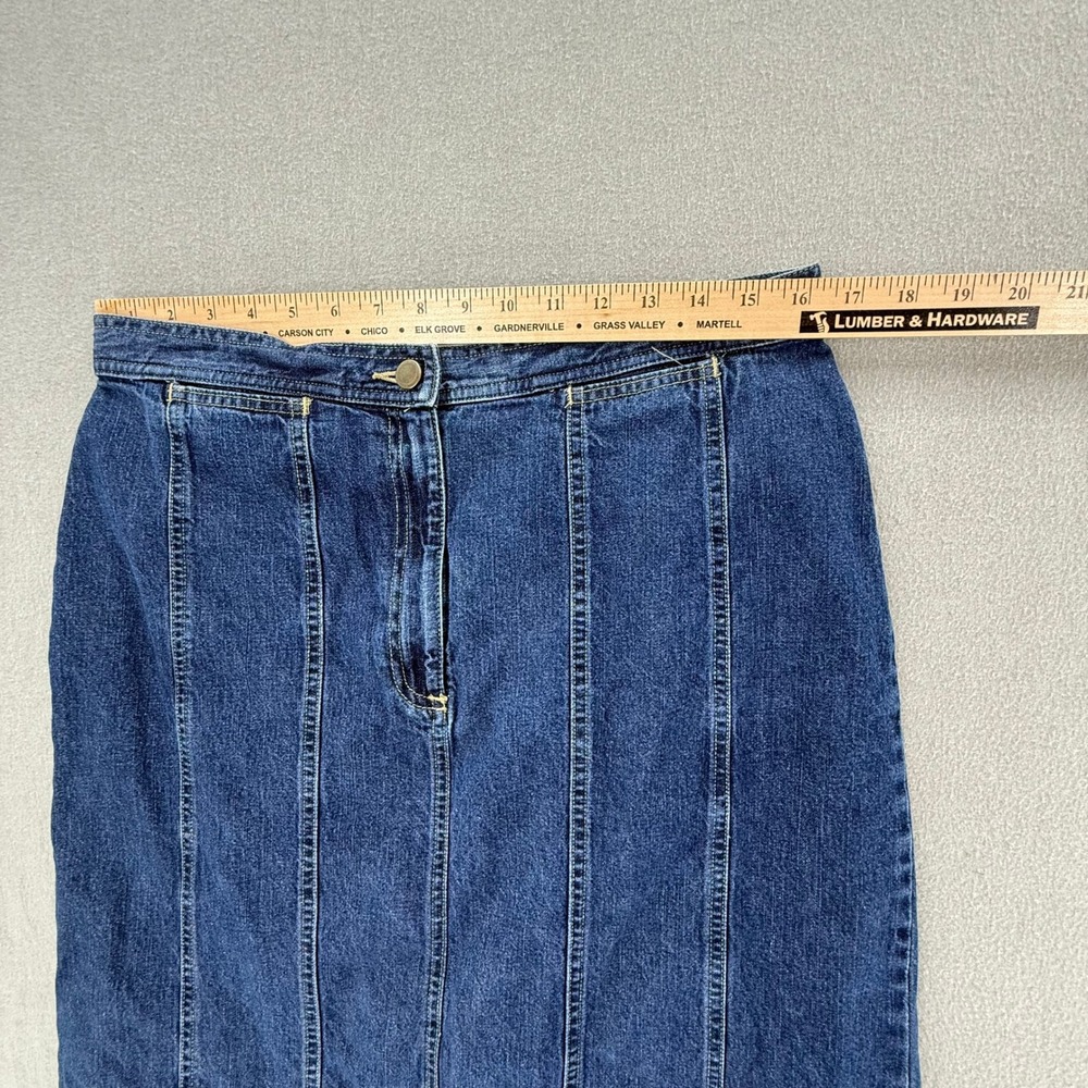 Vintage Denim Blue Jean A Line Maxi Skirt Women Size 14T / Tall - Picture 2 of 10